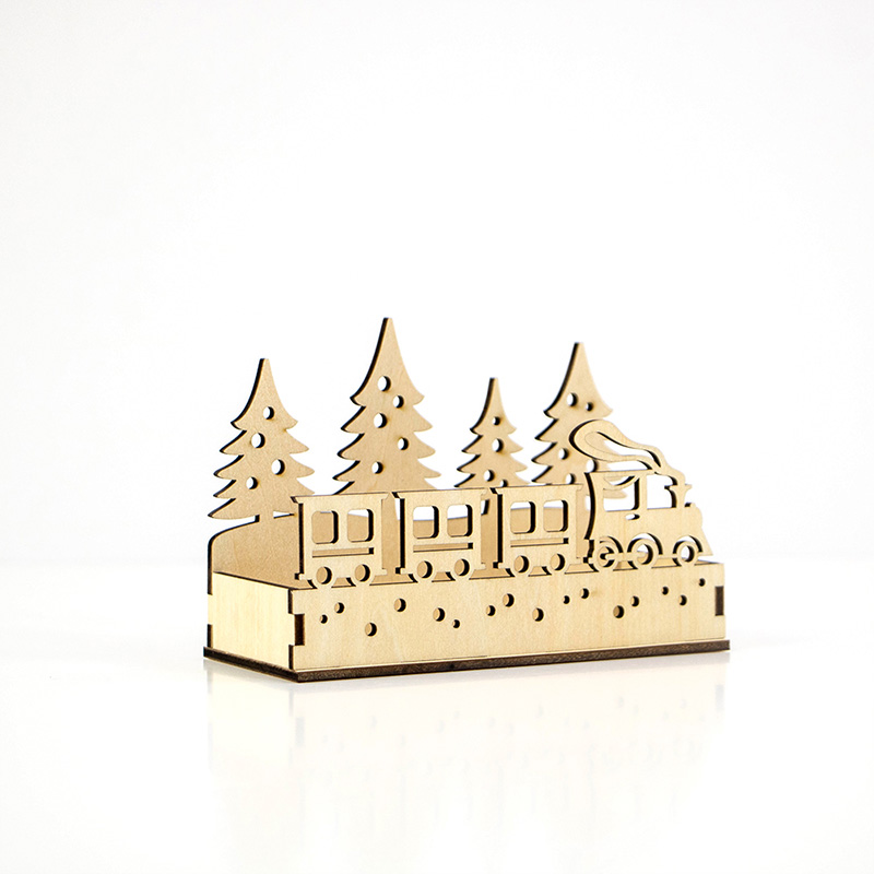 Factory direct Christmas wooden box laser cut Christmas candle scene box