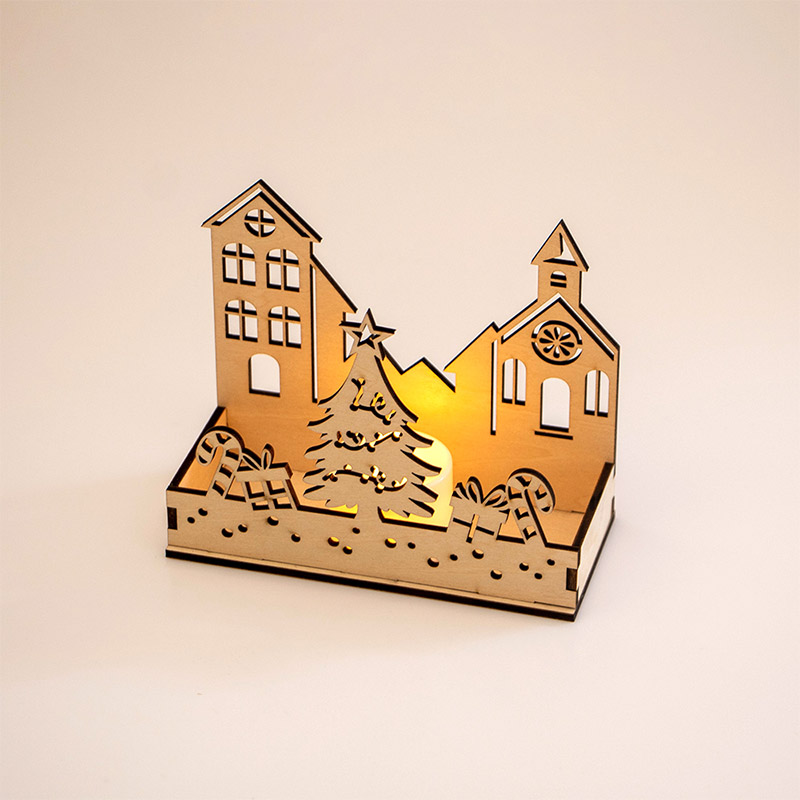 Custom wooden candle tray Minimalist Christmas tabletop decor