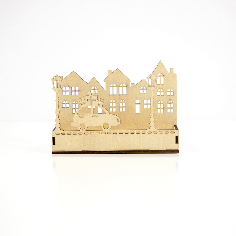 Festive Christmas Candle Holder Box Rustic Wooden Display for Holiday Candles