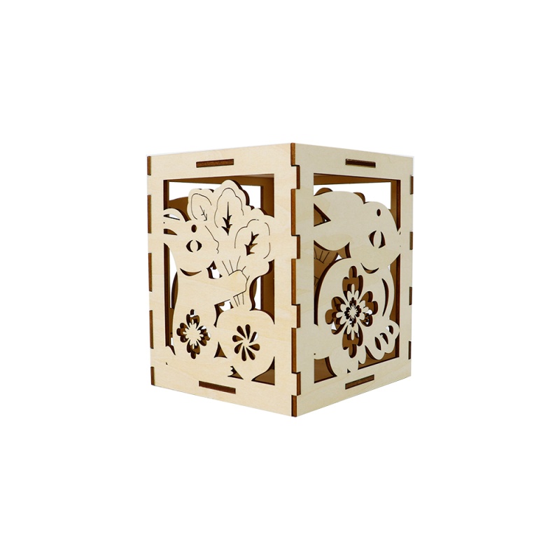 Assembled Wooden Easter Lamp Candle Holder with LED Light for Easter Tabletop Decoration