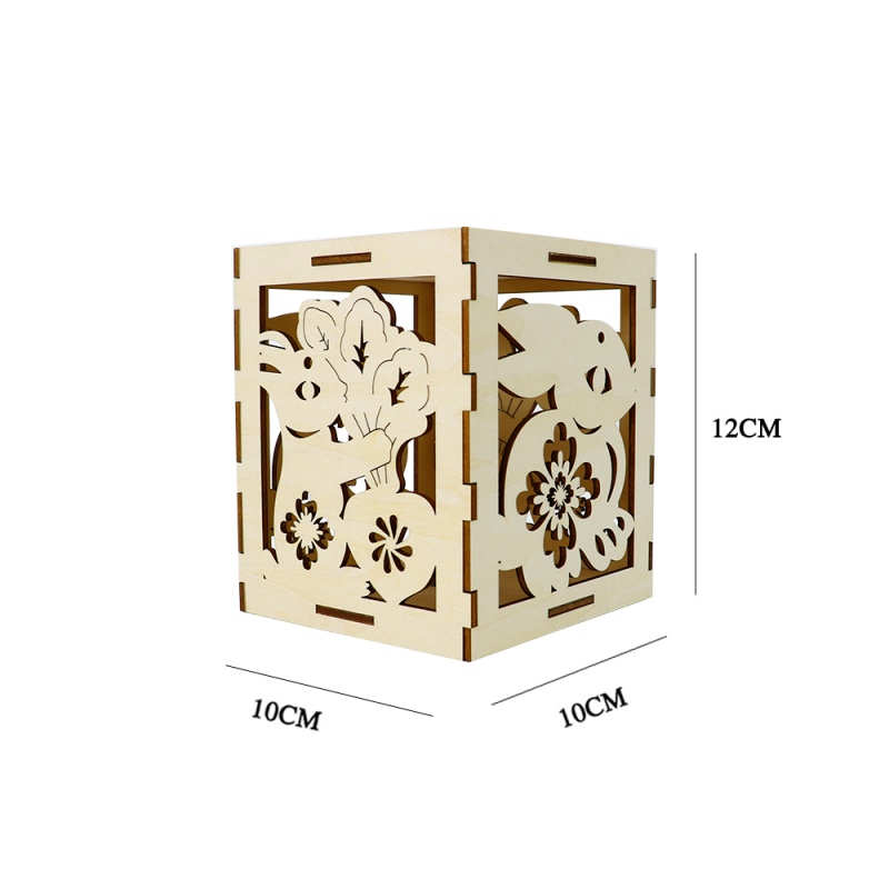 Assembled Wooden Easter Lamp Candle Holder with LED Light for Easter Tabletop Decoration