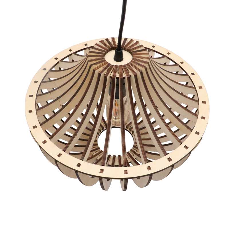 Modern Decorative Natural Wood Chandelier Pendant Lamp Wood Frame Light for Dining Room