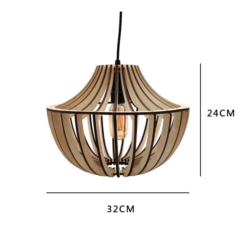 Modern Decorative Natural Wood Chandelier Pendant Lamp Wood Frame Light for Dining Room