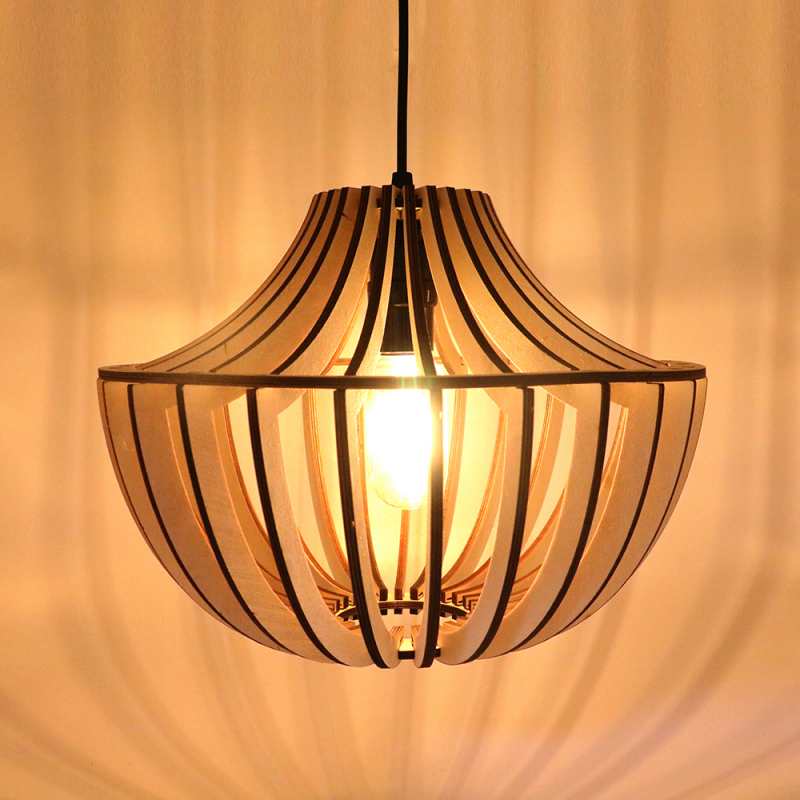 Modern Decorative Natural Wood Chandelier Pendant Lamp Wood Frame Light for Dining Room