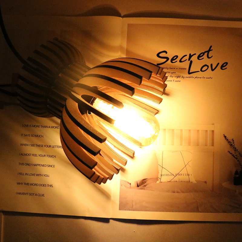 Modern Decorative Home Decor Laser Cut Plywood Lamp Wooden Pendant Light