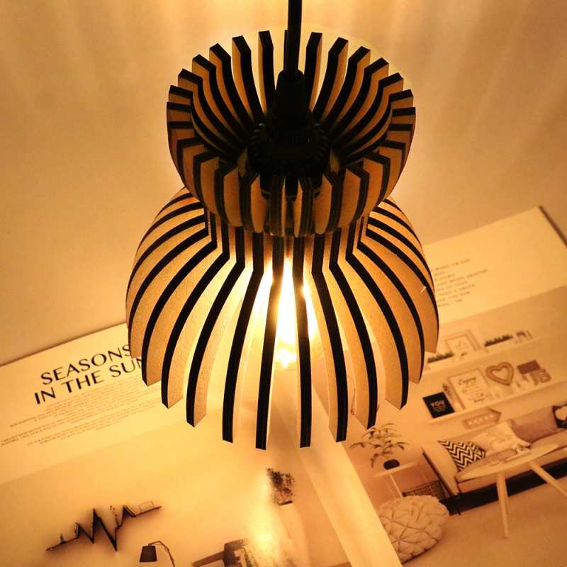 Modern Decorative Home Decor Laser Cut Plywood Lamp Wooden Pendant Light