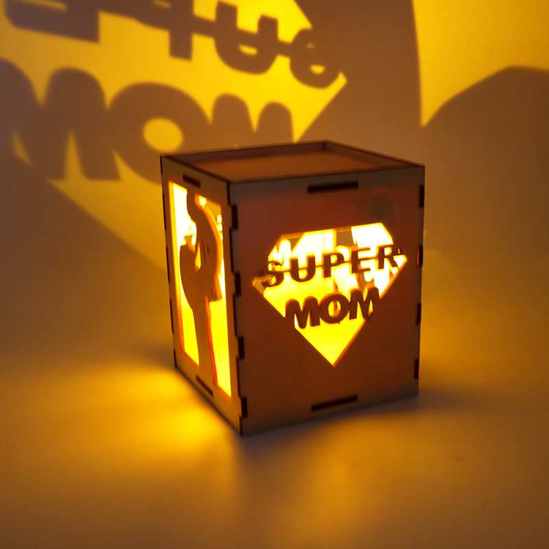2025 Best Gifts Unique Gift for Mom Mather’s Day Wooden Light Super Mom for Tabletop Decoration