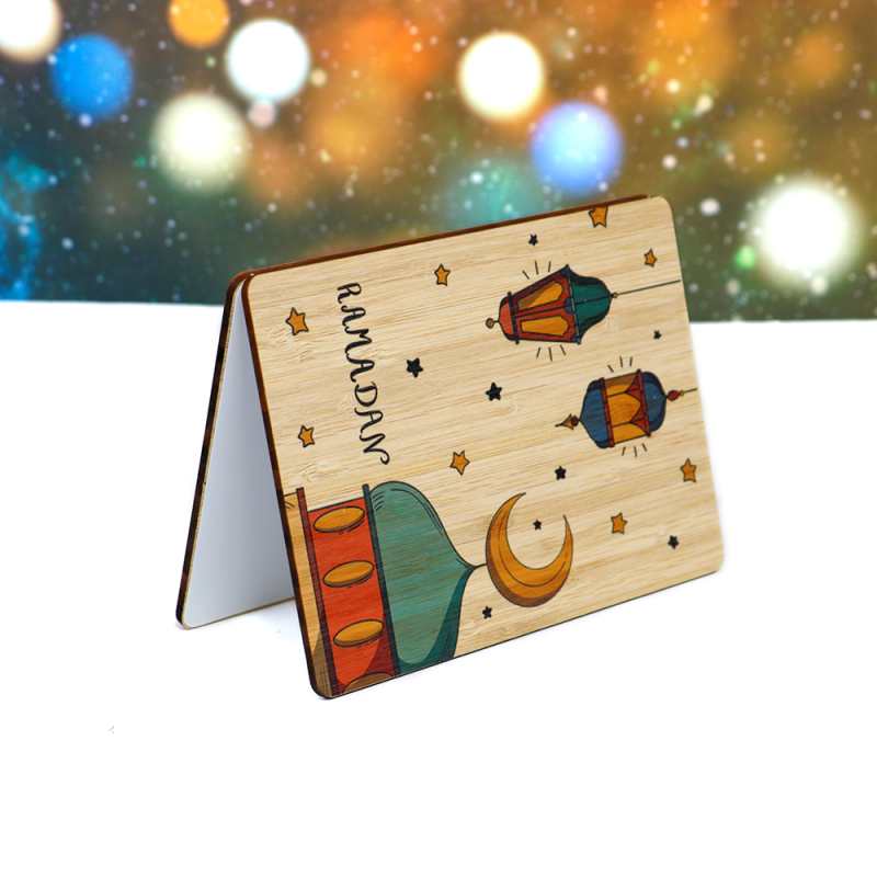 Ramadan UV Printing Wooden Bamboo Greeting Cards Islamic Festival Greeting Cards
