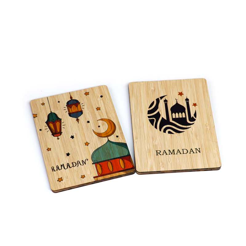 Ramadan UV Printing Wooden Bamboo Greeting Cards Islamic Festival Greeting Cards