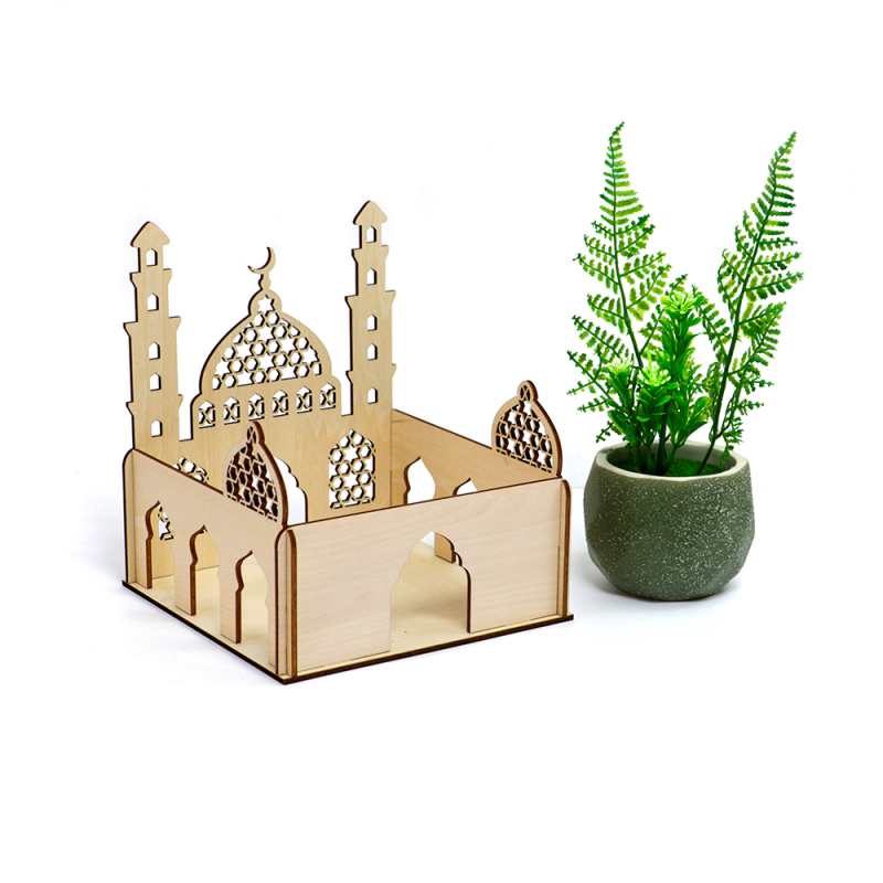 Wholesale Wood Ramadan Display Holder Eid Mubarak Dessert Party Tray