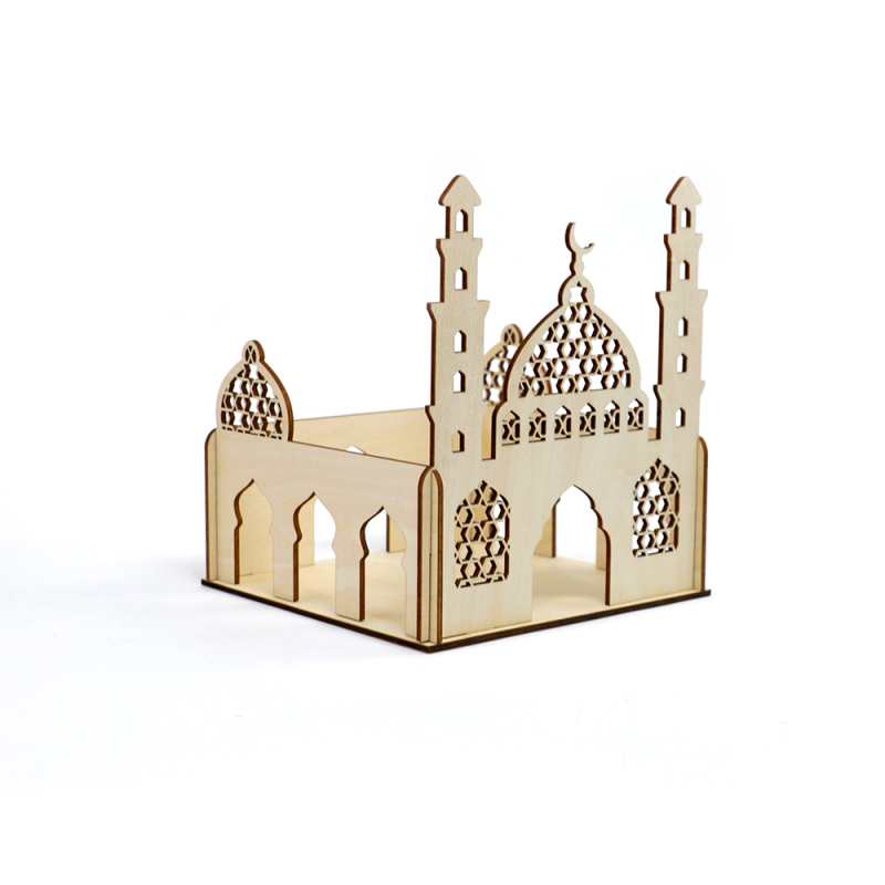 Wholesale Wood Ramadan Display Holder Eid Mubarak Dessert Party Tray