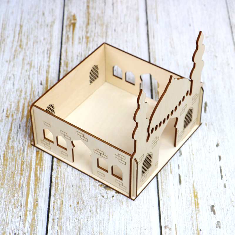 Eco-Friendly Decorations Ramadan Wooden Serving Tray Plate Wooden Tray Decor