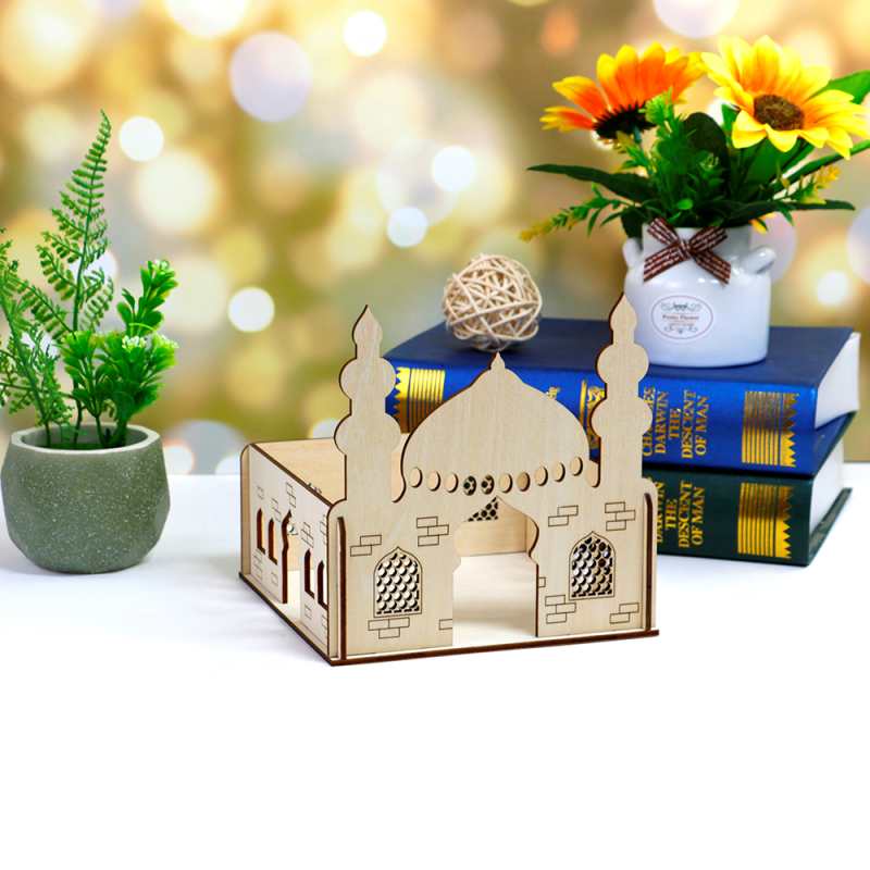 Eco-Friendly Decorations Ramadan Wooden Serving Tray Plate Wooden Tray Decor