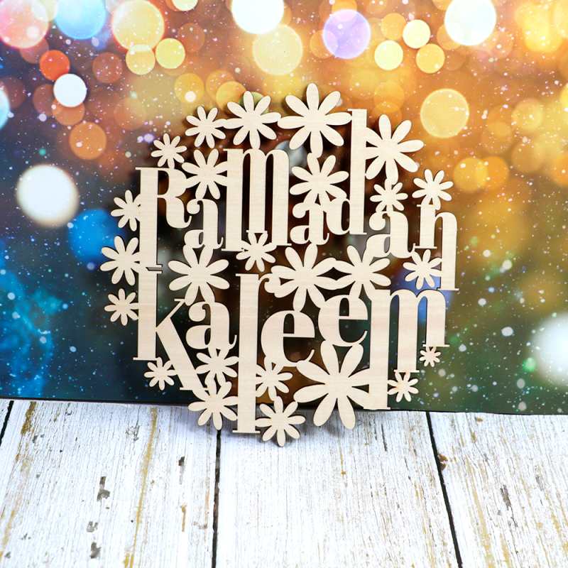 Eco-Friendly Laser Cutting Natural Ramadan Decorations Wall Decor Wood Sign