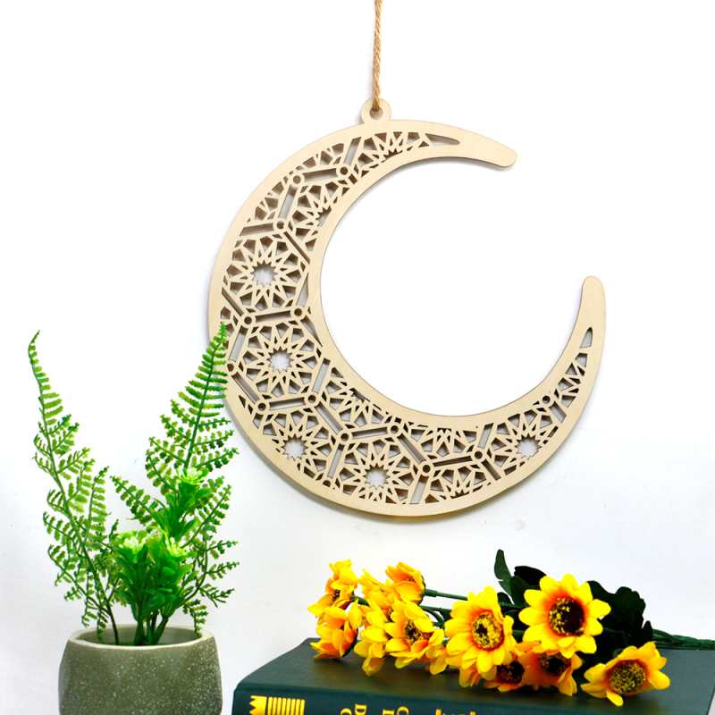 Eco-Friendly Laser Cutting Natural Ramadan Decorations Wall Decor Wood Sign