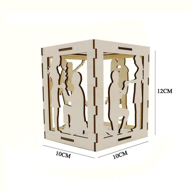 Romantic Glow Valentine's Day Wooden Candle Holder Wood Lantern