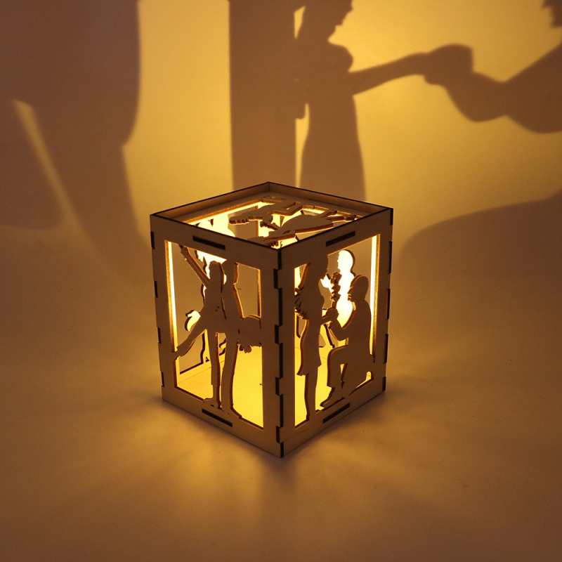 Romantic Glow Valentine's Day Wooden Candle Holder Wood Lantern