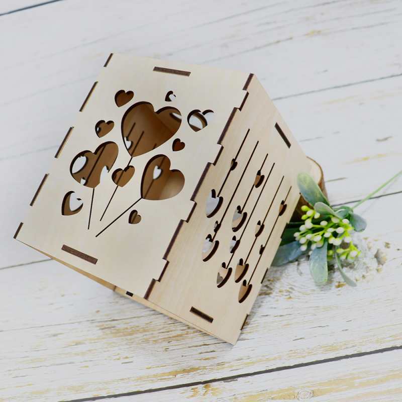 A Charming Valentine's Day Surprise Wooden Heart Shaped Light Candle Holder