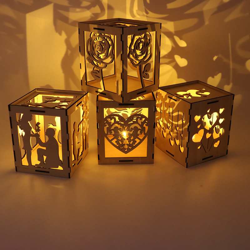A Charming Valentine's Day Surprise Wooden Heart Shaped Light Candle Holder