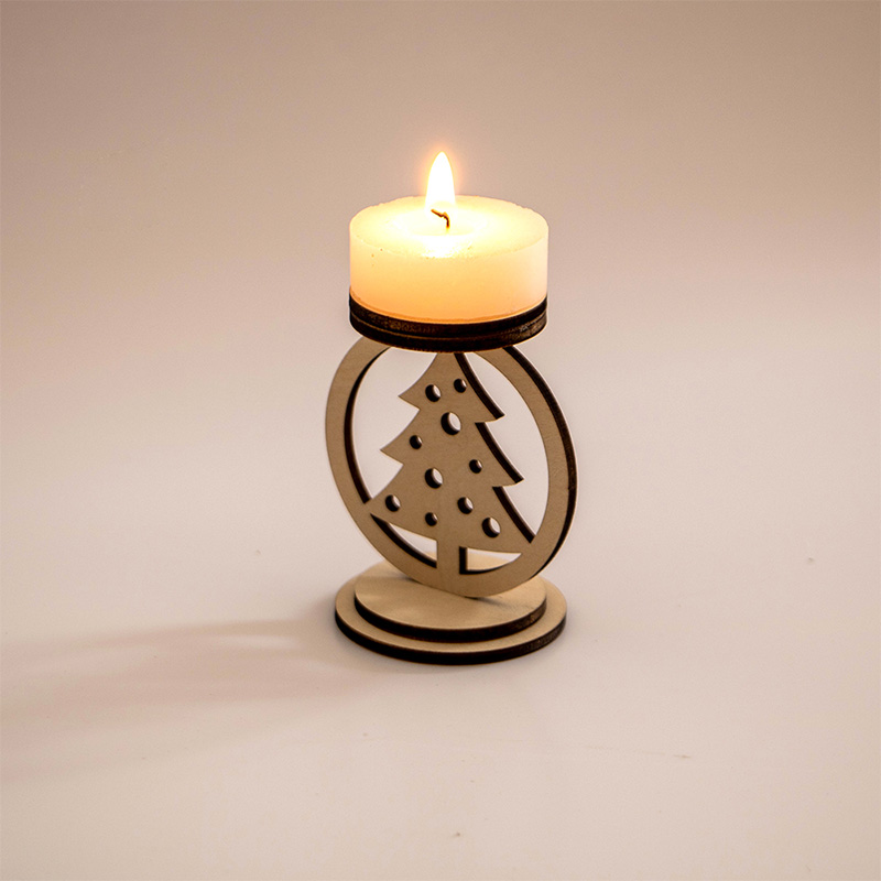 Laser carved wooden candlesticks can be customized for weddings and events