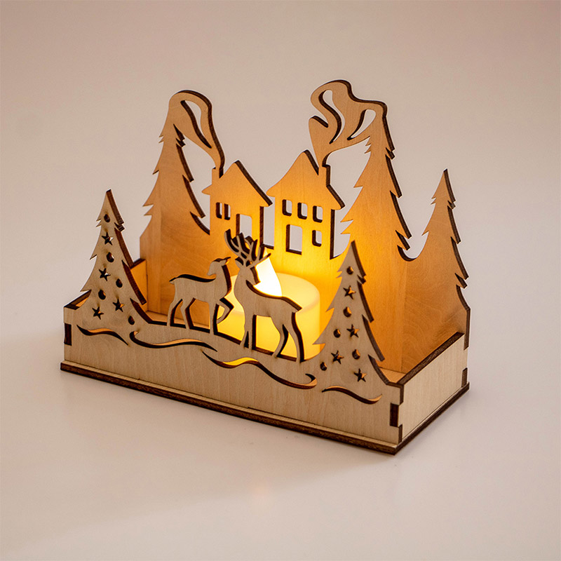Christmas candle tray box Candle safety wooden box candle holder