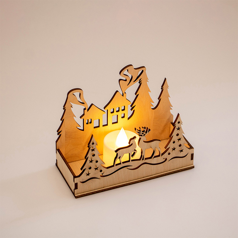 Christmas candle tray box Candle safety wooden box candle holder