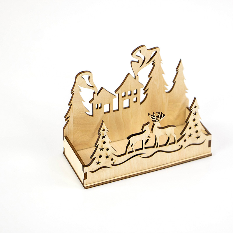 Christmas candle tray box Candle safety wooden box candle holder