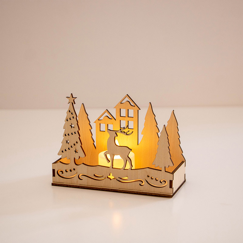 New popular candle display boxes decorated with Christmas wooden candle holders