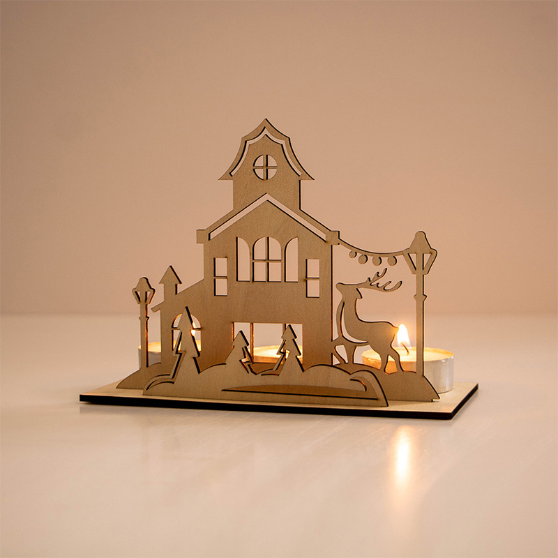 wooden Christmas candlestick wooden Christmas candlestick