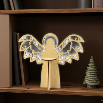 wooden Christmas Angel candlestick