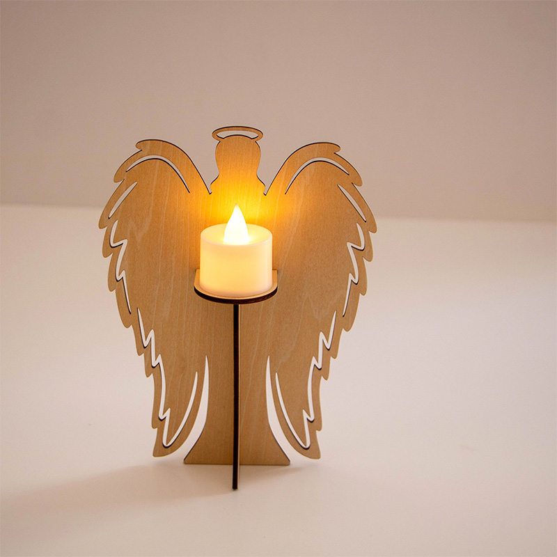 wooden Christmas Angel candlestick