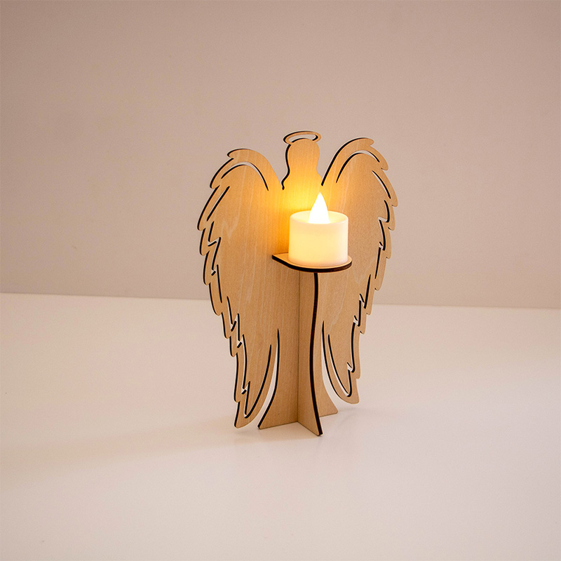wooden Christmas Angel candlestick