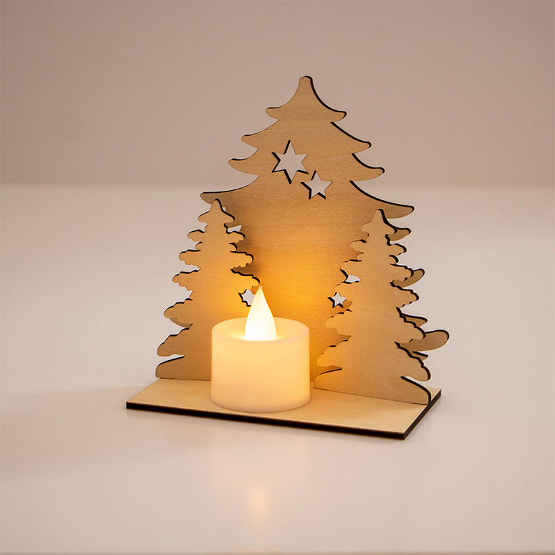 wooden Christmas candlestick