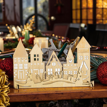 vintage wood christmas village house