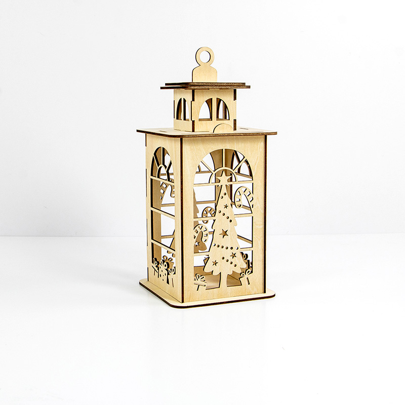 laser cut wooden Christmas lantern