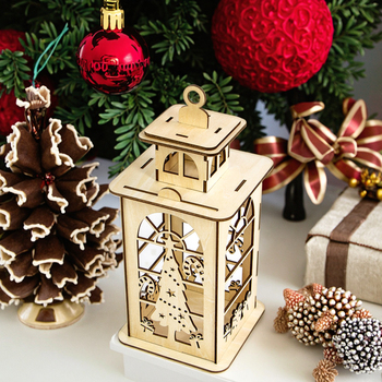 laser cut wooden Christmas lantern