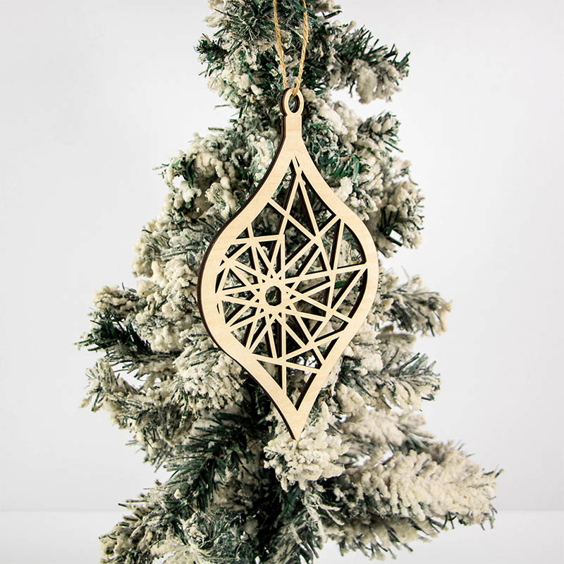 wooden Christmas tree pendant