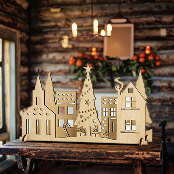 vintage wood christmas village house