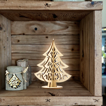 wooden Christmas tree table decoration