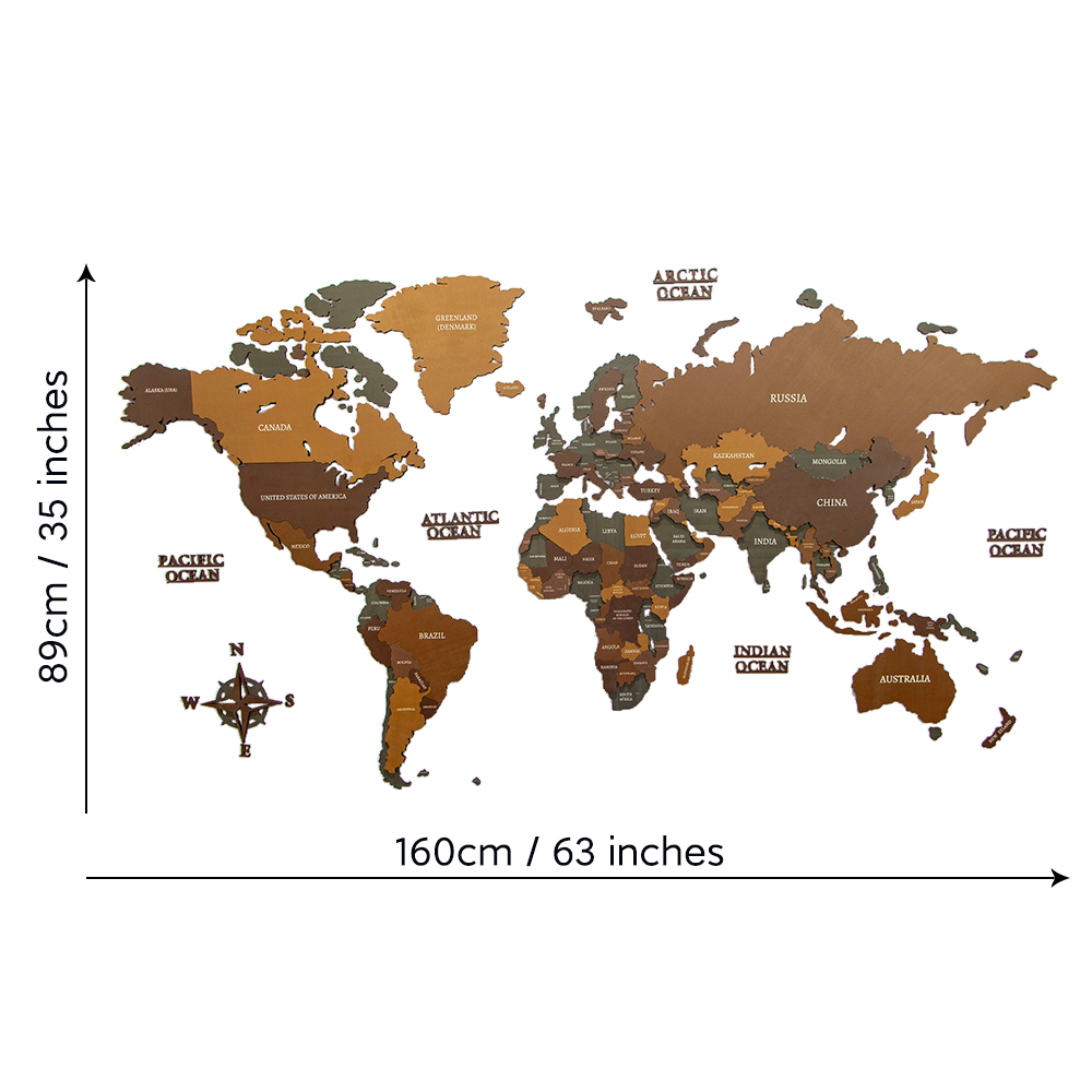 wooden Travel Push Pin Map