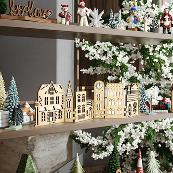 Wooden Christmas Village