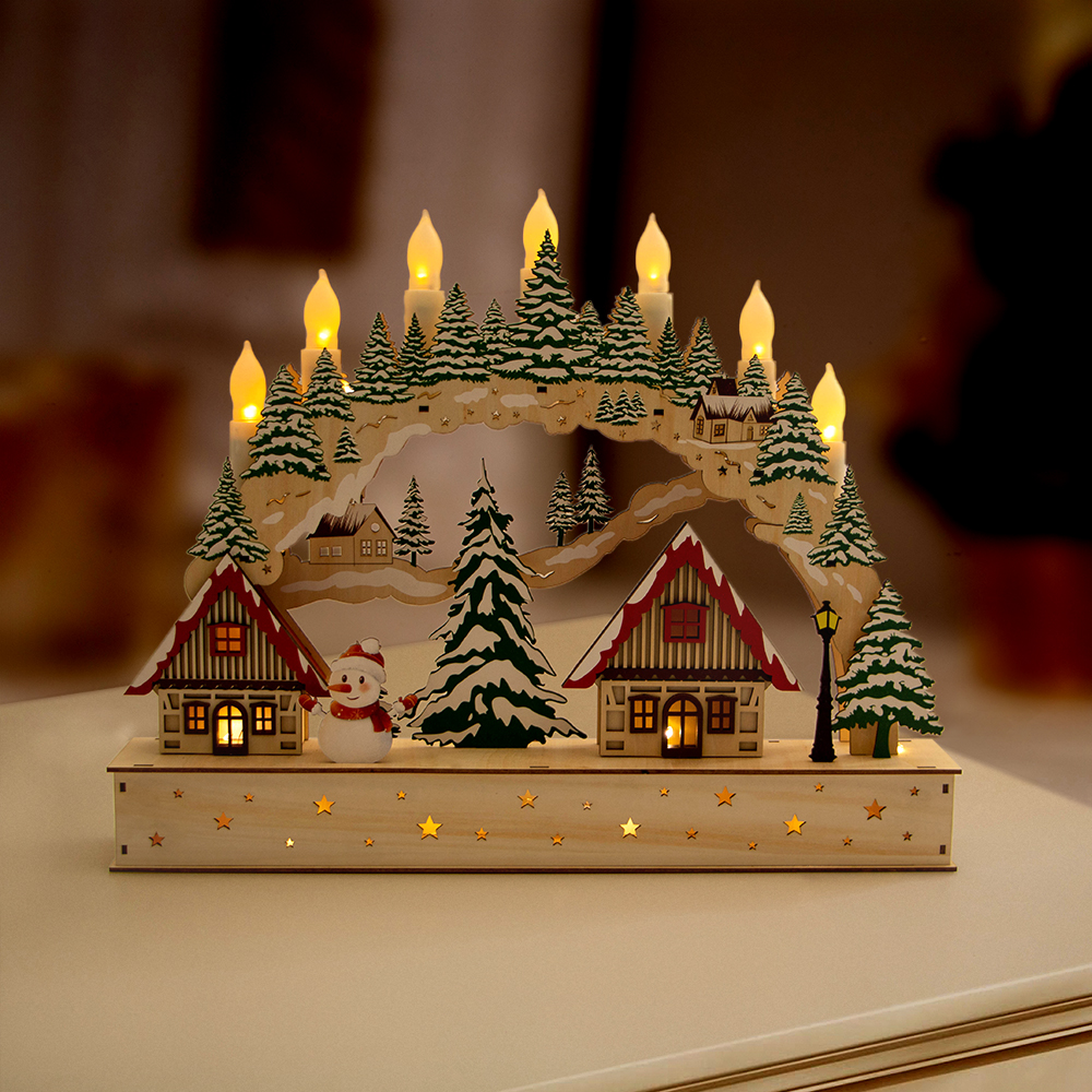 Laser-cut Christmas small house LED Christmas wooden house decorative ornaments Laser-cut Christmas small house LED Christmas wooden house decorative ornaments