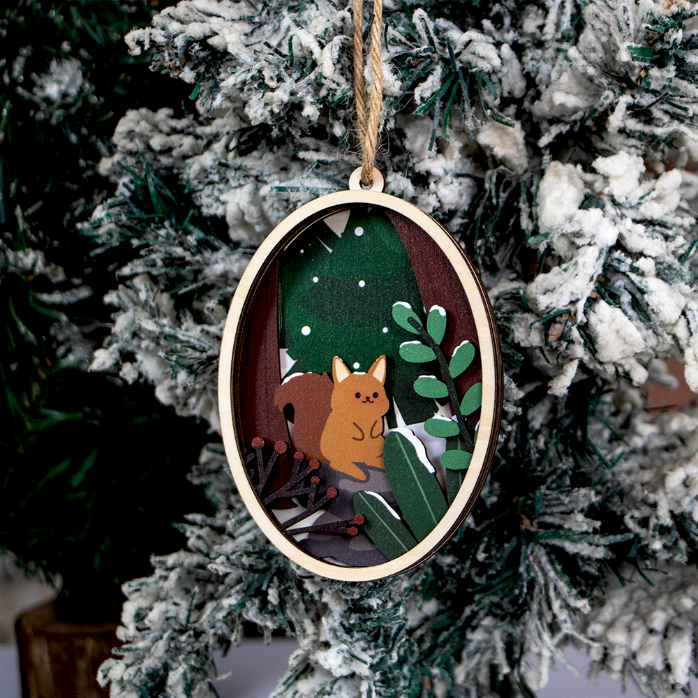 Wooden Layered Ornaments for Christmas Tree Holiday Decorations