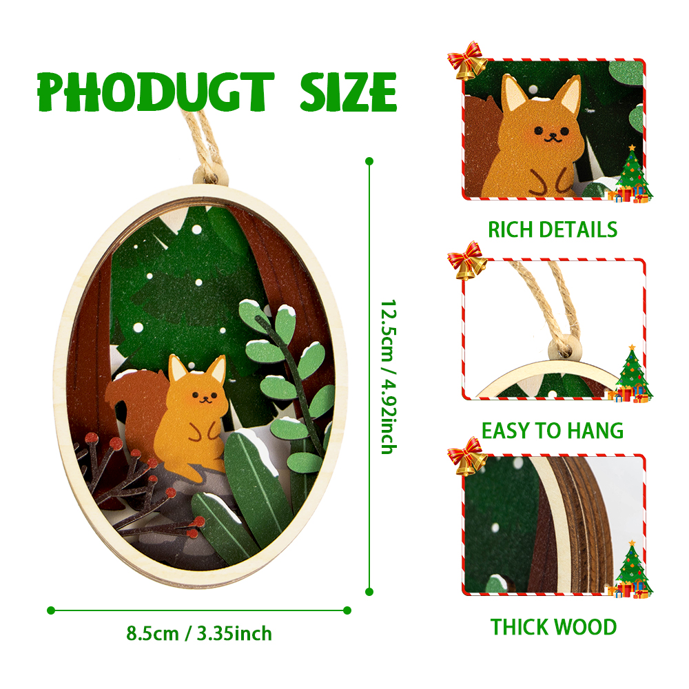 Wooden Layered Ornaments for Christmas Tree Holiday Decorations