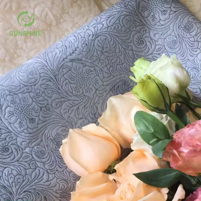 Sunshine good quality new plain 100% PP embossed non woven fabric flower bouquet wrapping non woven