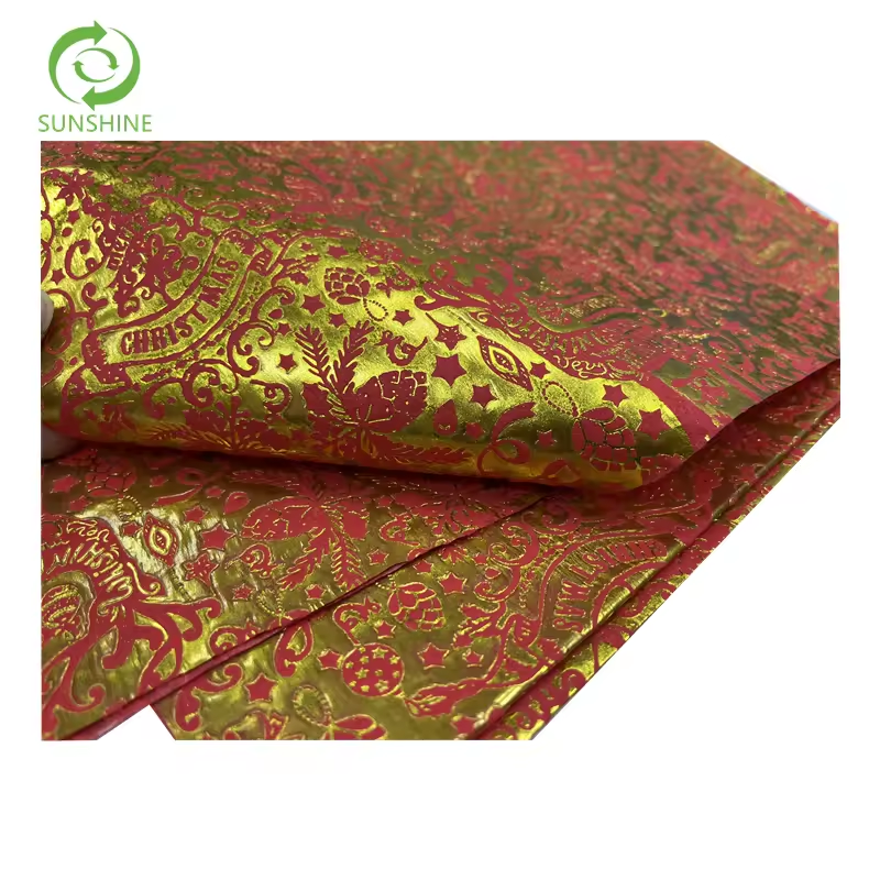 PP Nonwoven 3D hot stamping Christmas deer printed Embossed nonwoven fabric Colorful Spunbond nonwoven in Roll
