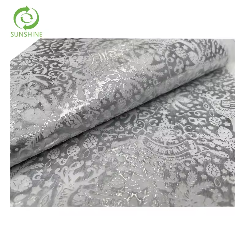 PP Nonwoven 3D hot stamping Christmas deer printed Embossed nonwoven fabric Colorful Spunbond nonwoven in Roll