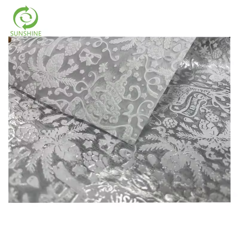 PP Nonwoven 3D hot stamping Christmas deer printed Embossed nonwoven fabric Colorful Spunbond nonwoven in Roll