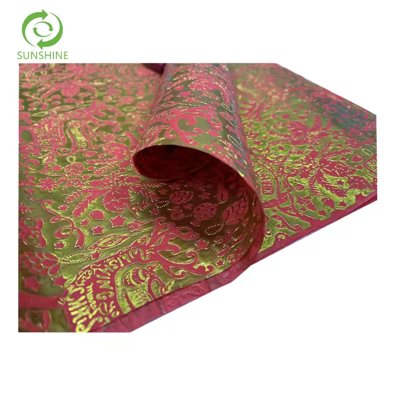 PP Nonwoven 3D hot stamping Christmas deer printed Embossed nonwoven fabric Colorful Spunbond nonwoven in Roll