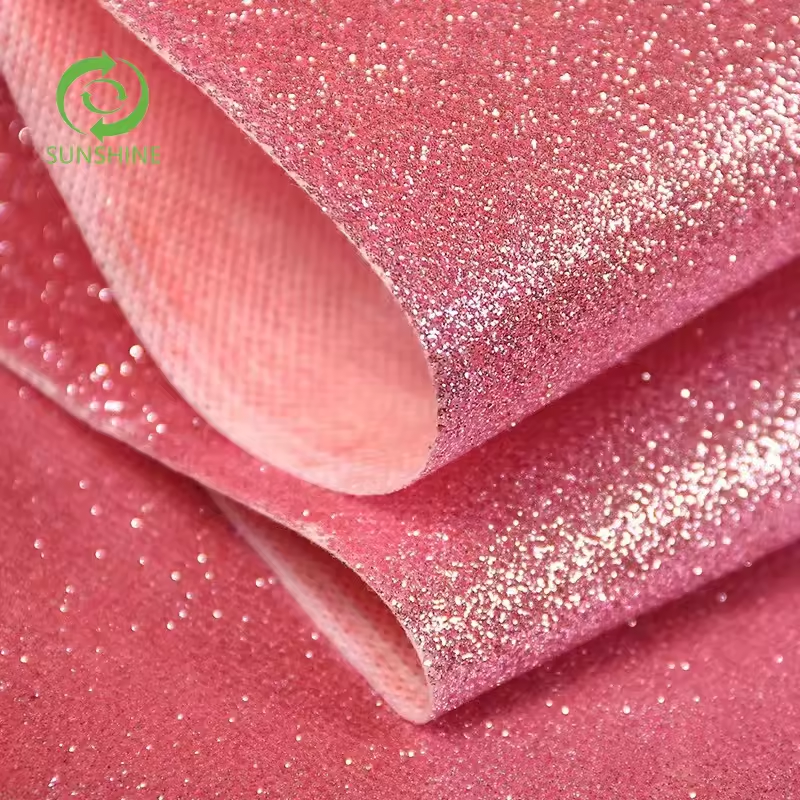 glitter Apparel Sewing nonwoven Fabric Glitter Fabric For DIY Bow Shoes Handbags glitter pp film lamination nonwoven Material